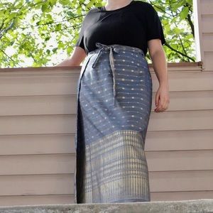Blue Thai Sarong Wrap Skirt